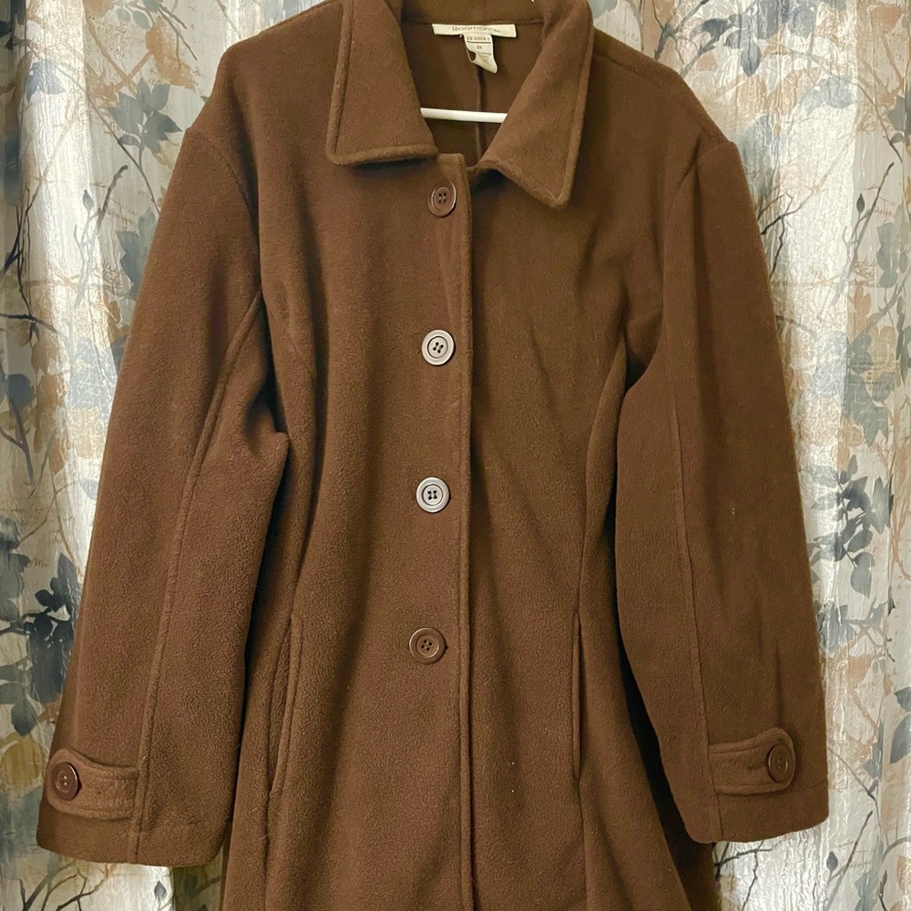 Womens Roamans Brown Fleece Coat Size 2X (Fits 2X & 3X) Worn Once. Cozy Warm!
